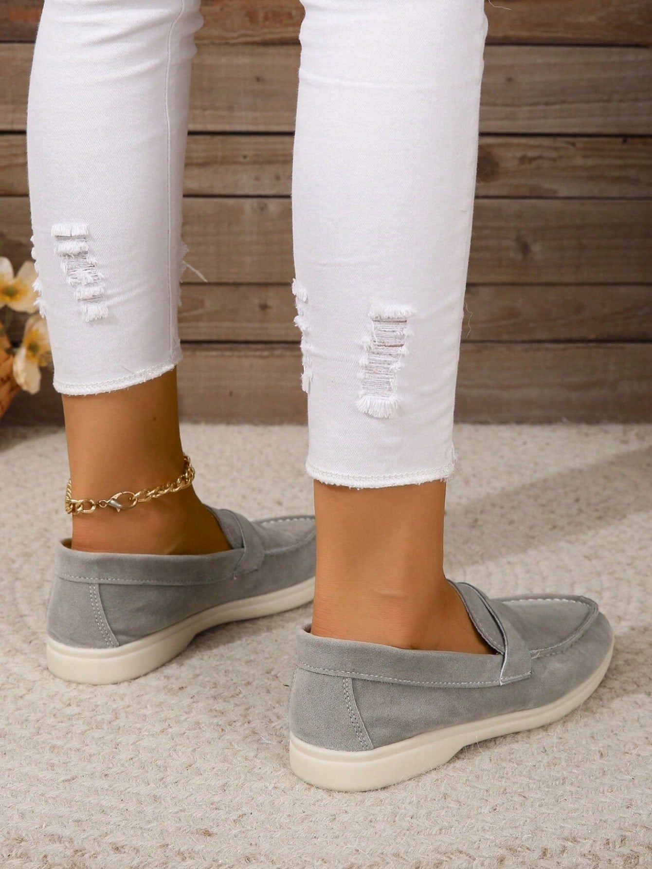 Penny: Mocassins en daim naturel, élégantes et confortables