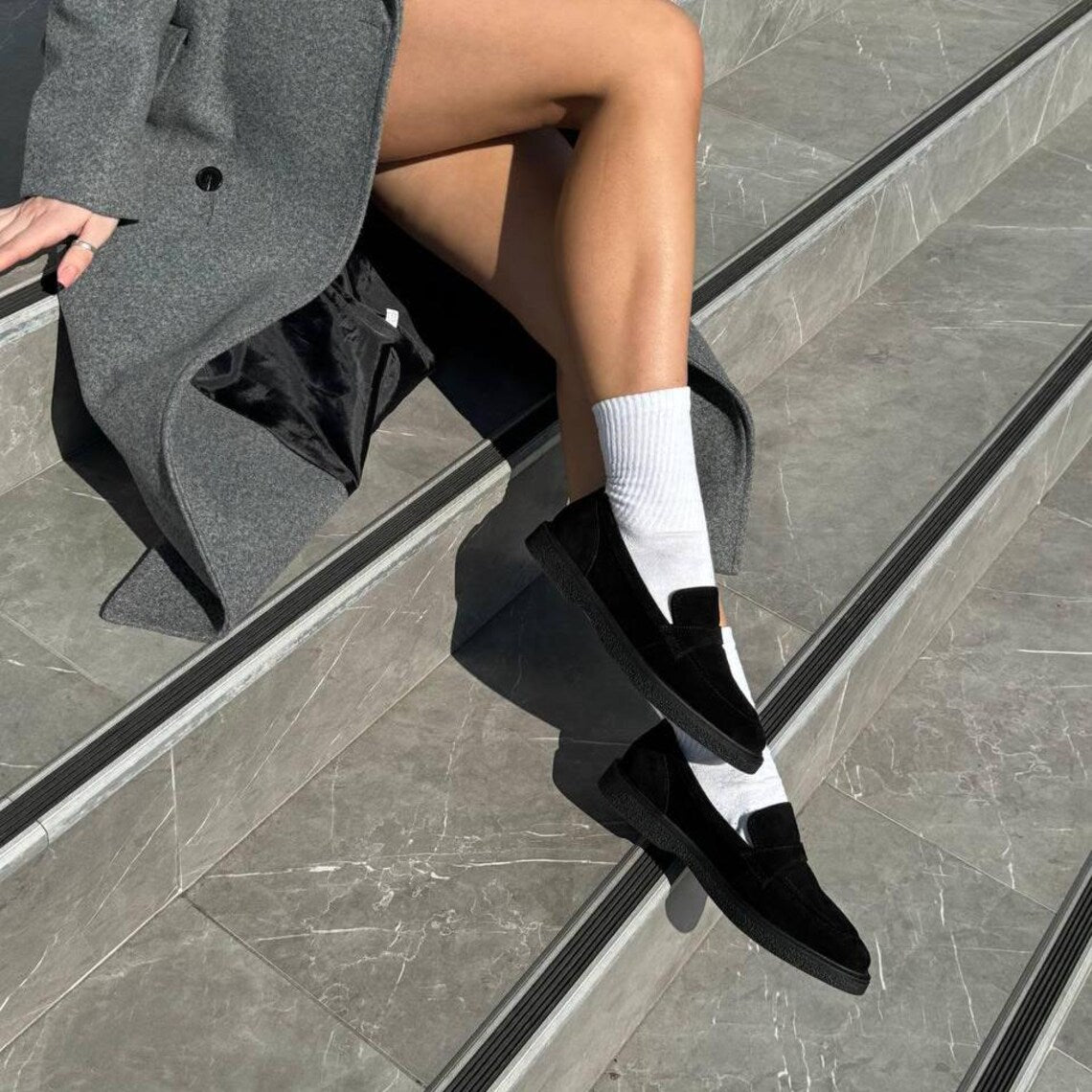 Penny: Mocassins en daim naturel, élégantes et confortables