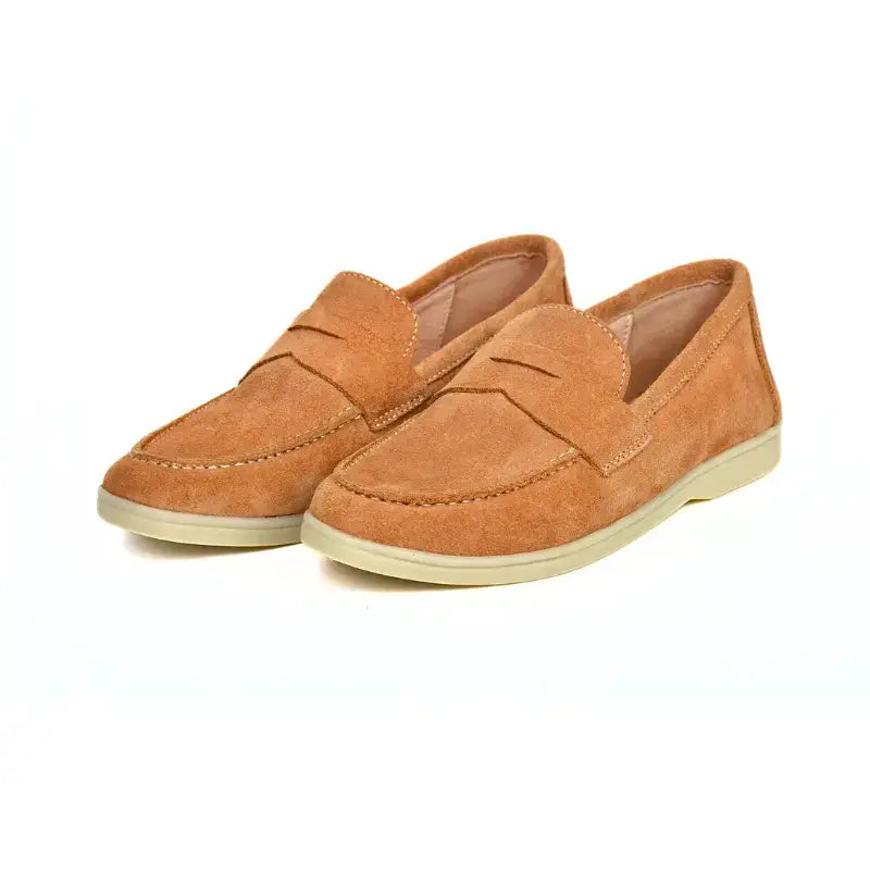 Mocassins Femme en Daim Véritable - Camel