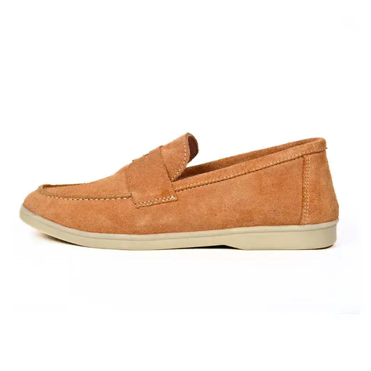 Mocassins Femme en Daim Véritable - Beige Sablé