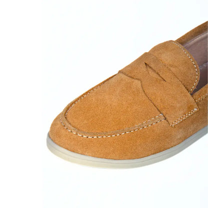 Mocassins Femme en Daim Véritable - Camel