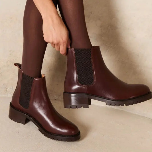 Chelsea Boots Pour Femme en Cuir Véritable