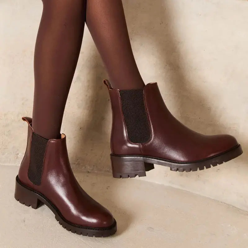 Chelsea Boots Pour Femme en Cuir Véritable
