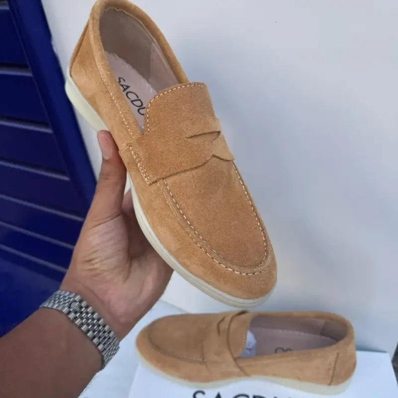Mocassins Femme en Daim Véritable - Camel