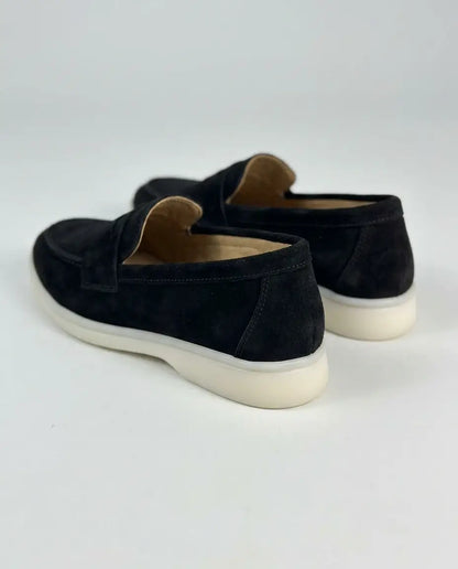 Elina : Mocassin en daim pour femme -Noir