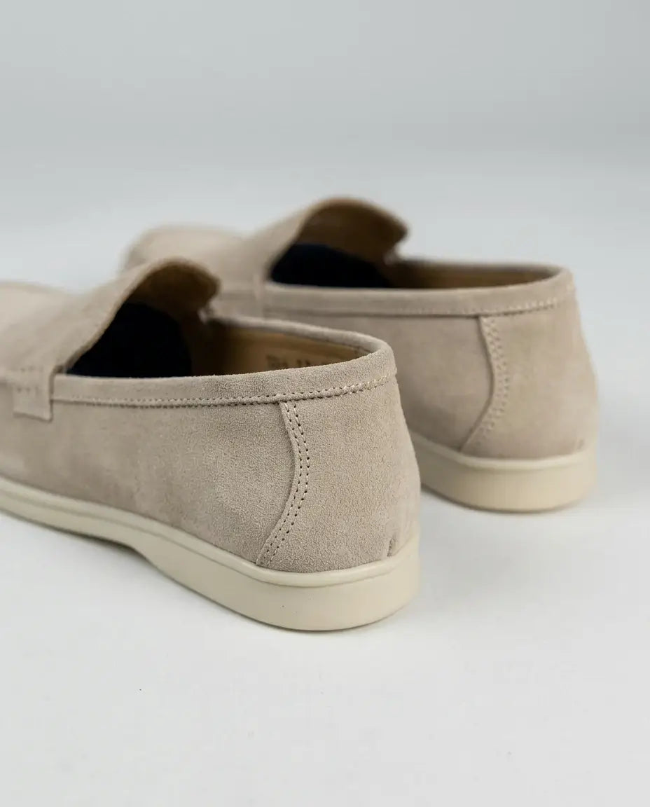 Elina : Mocassin en daim pour femme- Beige