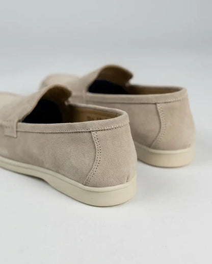 Elina : Mocassin en daim pour femme- Beige