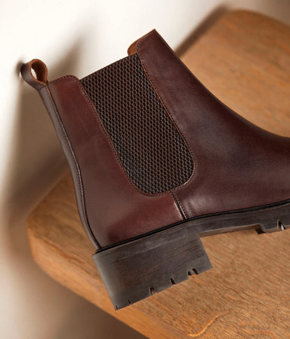 Chelsea Boots Pour Femme en Cuir Véritable