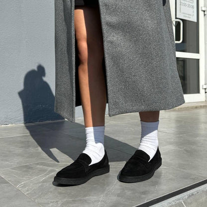 Penny: Mocassins en daim naturel, élégantes et confortables