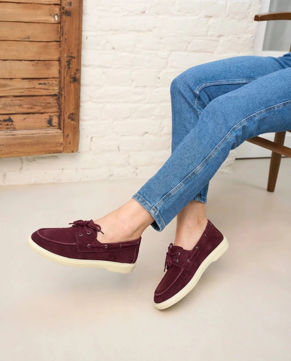 Caroline : Nouvelle collection- mocassin femme en Daim Véritable