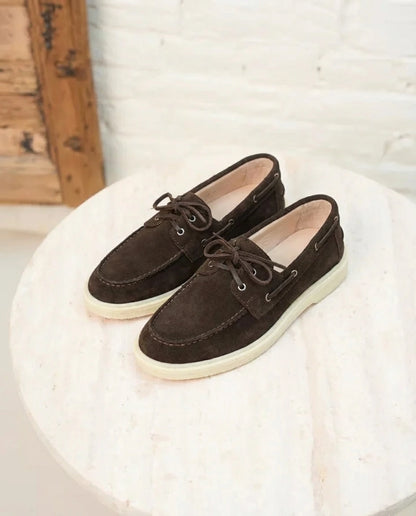 Caroline : Nouvelle collection- mocassin femme en Daim Véritable