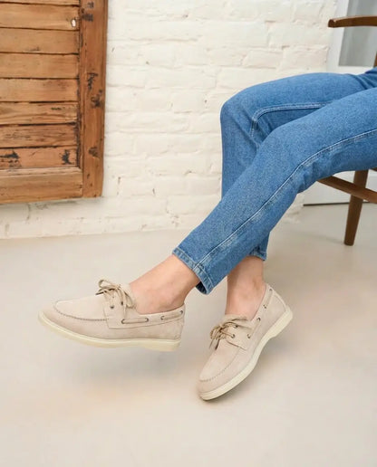 Caroline : Nouvelle collection- mocassin femme en Daim Véritable
