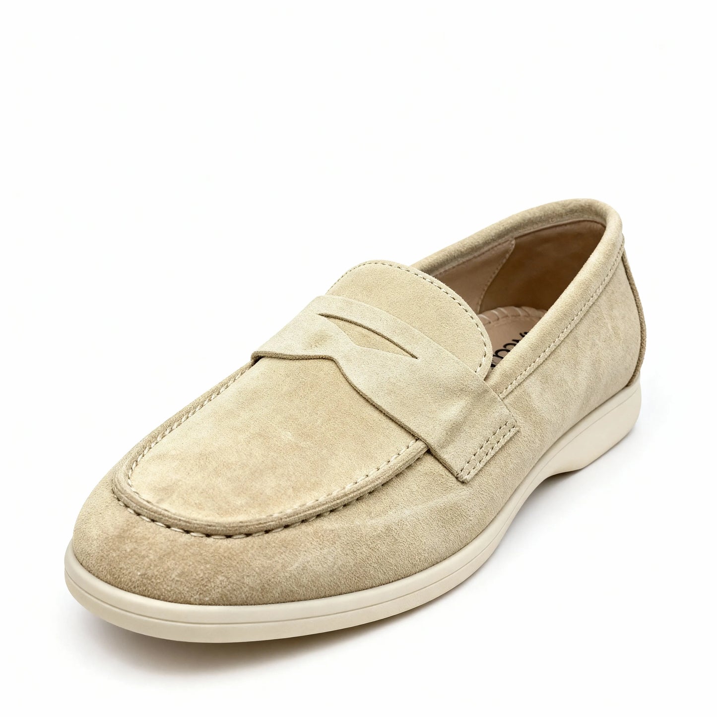 Elina : Mocassin en daim pour femme- Beige