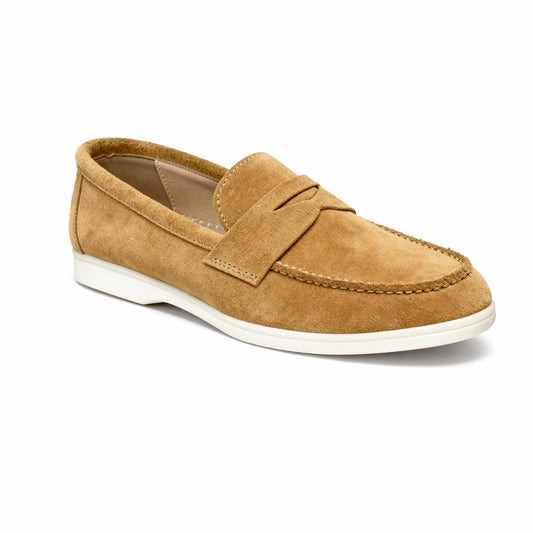 Elina : Mocassin en daim pour femme -Camel