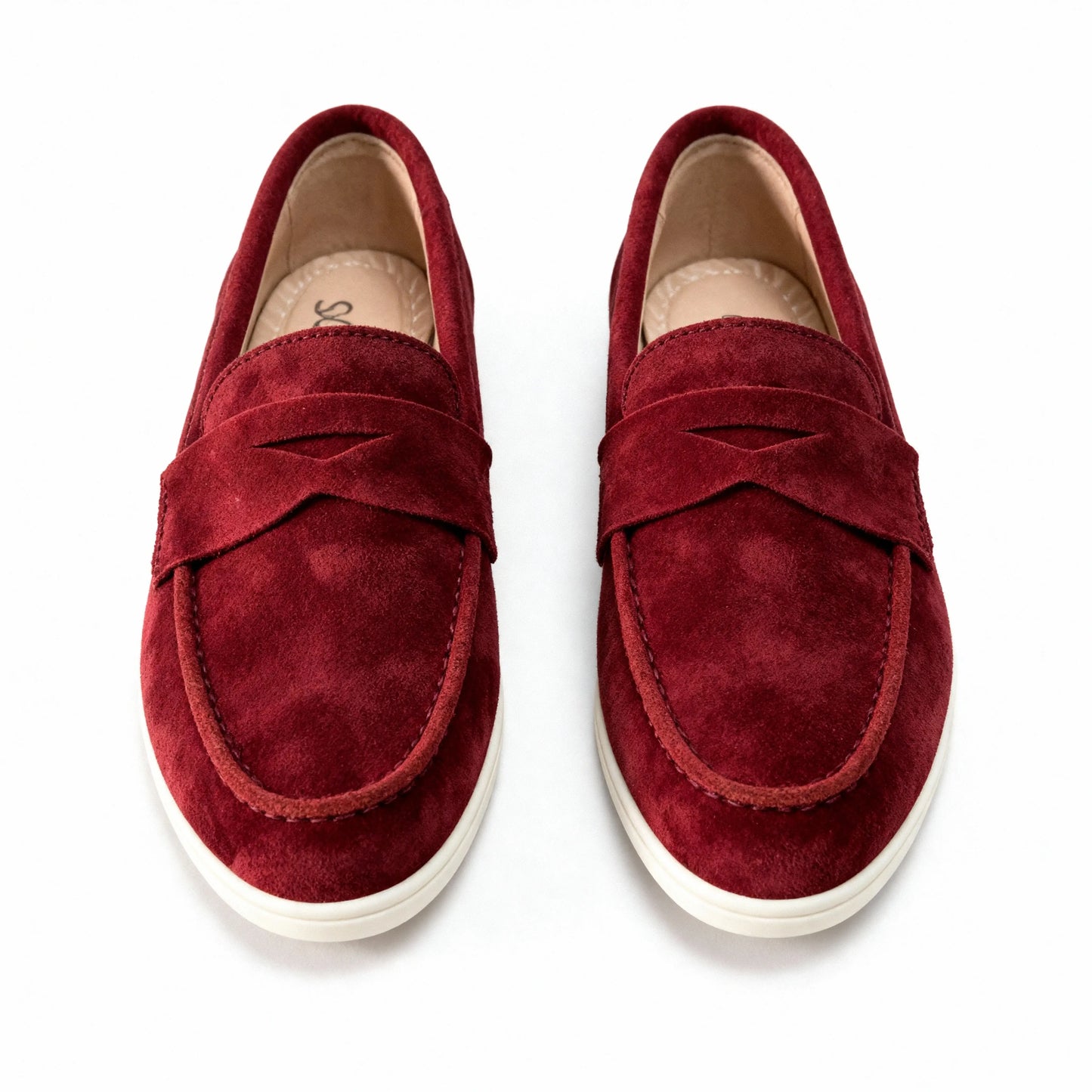 Elina : Mocassin en daim pour femme- Bordeaux