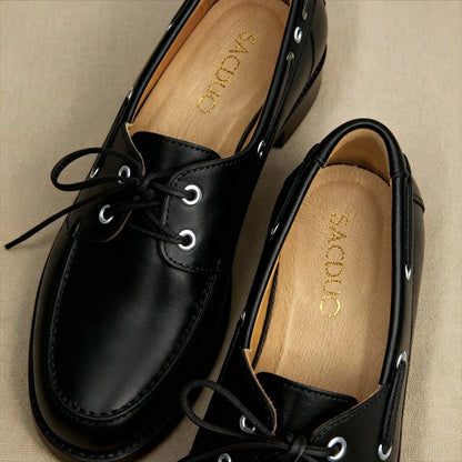 Caroline : Mocassin Femme en Cuir – Noir