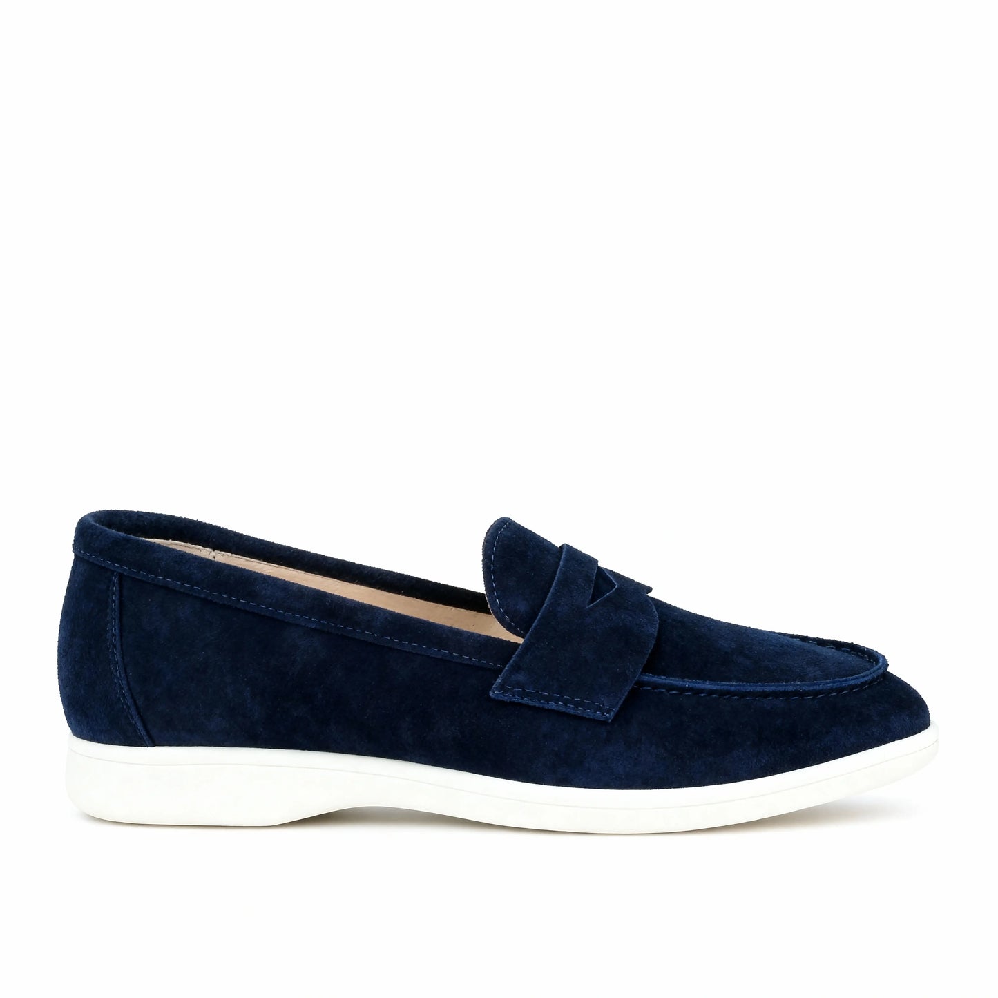 Elina : Mocassin en daim pour femme- Bleu Foncé