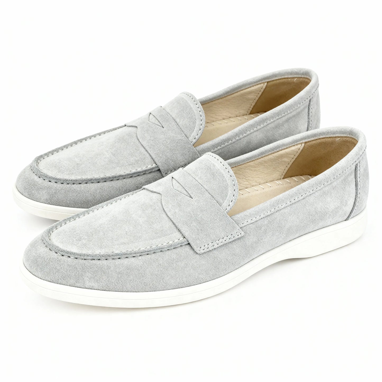 Elina : Mocassin en daim pour femme- Gris