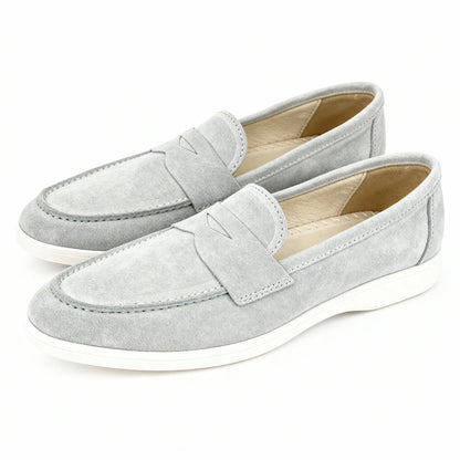 Elina : Mocassin en daim pour femme- Gris