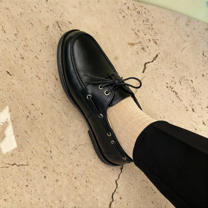 Caroline : Mocassin Femme en Cuir – Noir