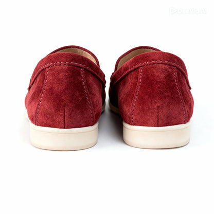 Elina : Mocassin en daim pour femme- Bordeaux