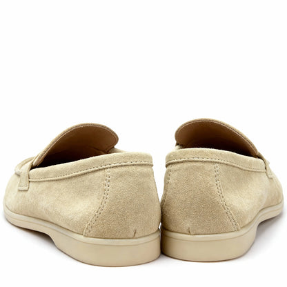 Elina : Mocassin en daim pour femme- Beige