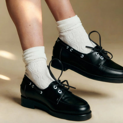 Caroline : Mocassin Femme en Cuir – Noir