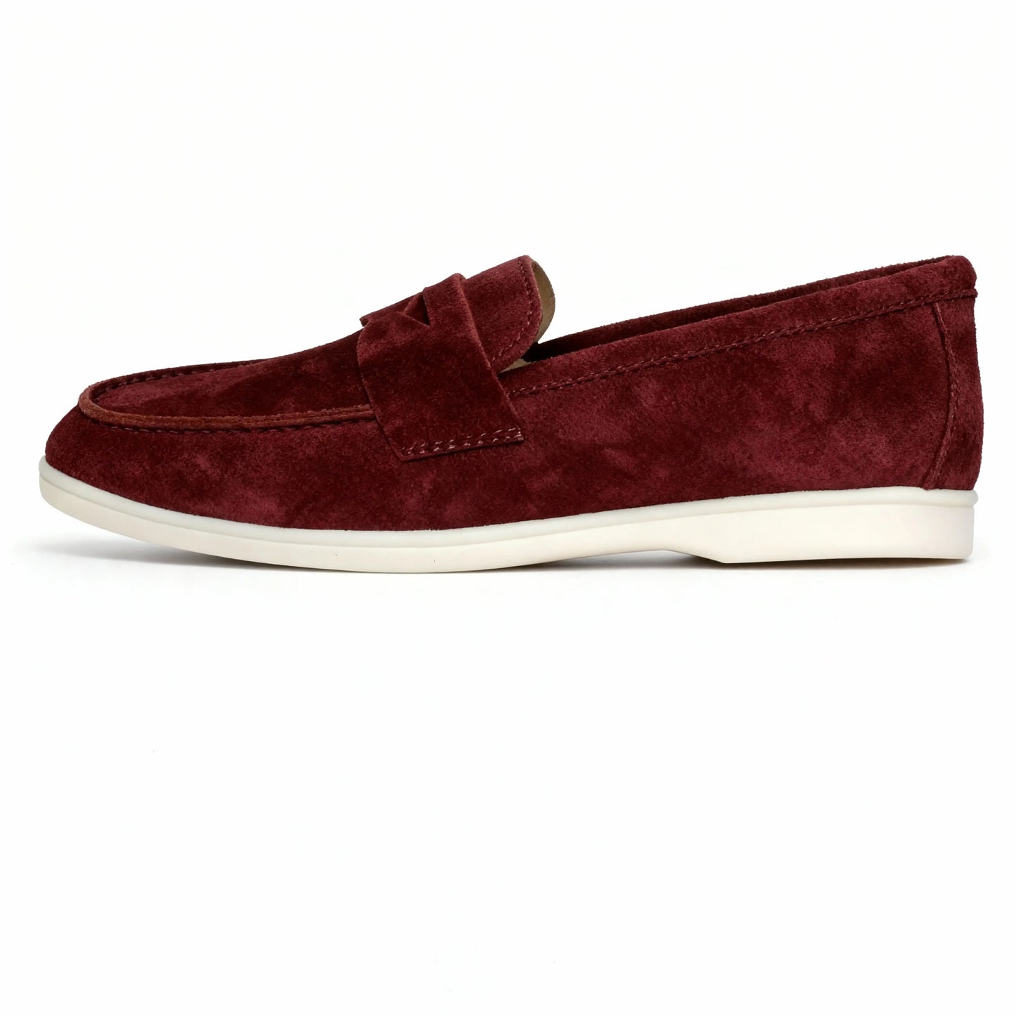 Elina : Mocassin en daim pour femme- Bordeaux