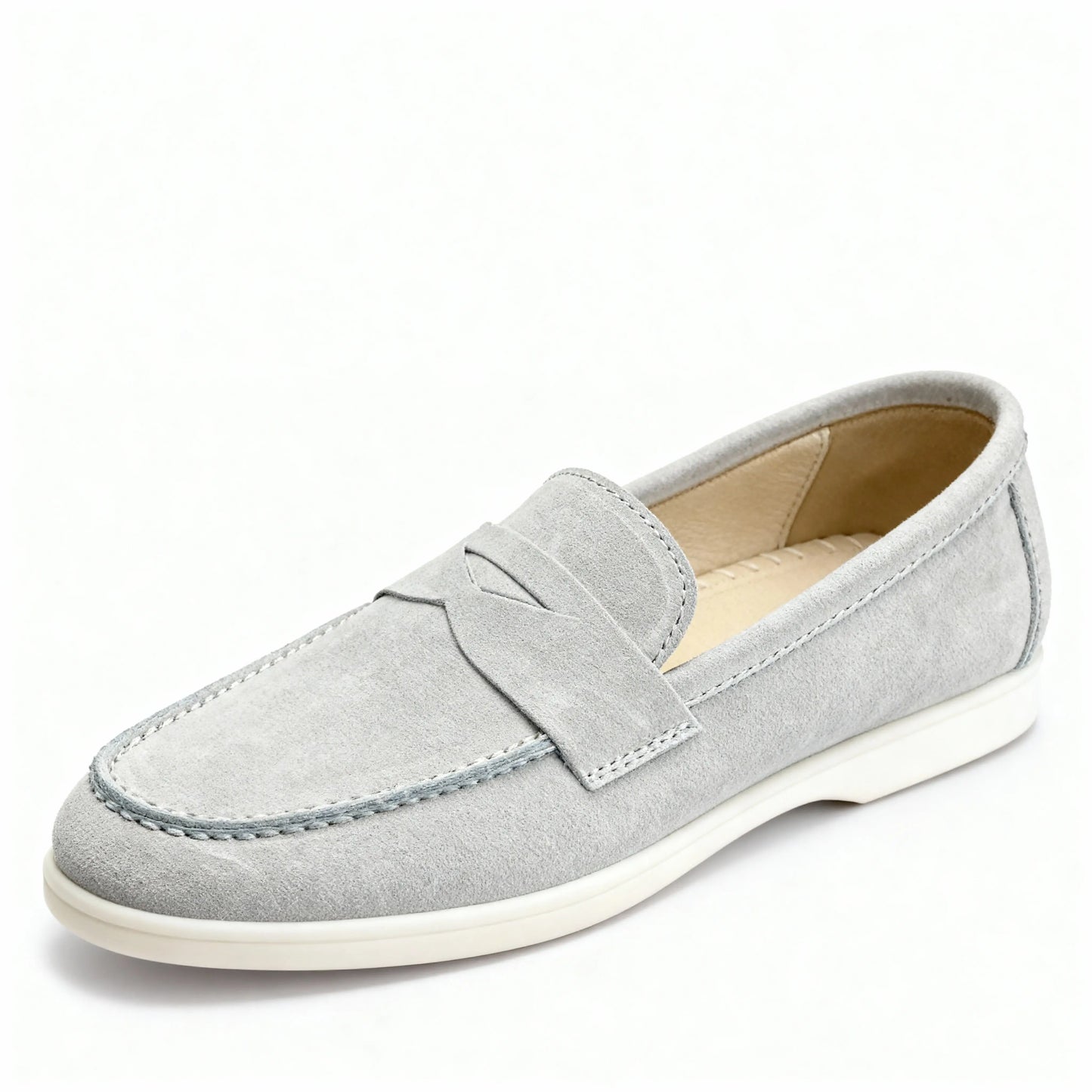 Elina : Mocassin en daim pour femme- Gris