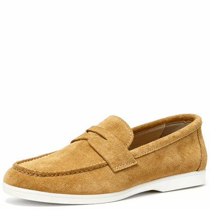 Elina : Mocassin en daim pour femme -Camel