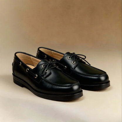 Caroline : Mocassin Femme en Cuir – Noir