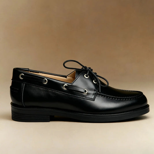 Caroline : Mocassin Femme en Cuir – Noir