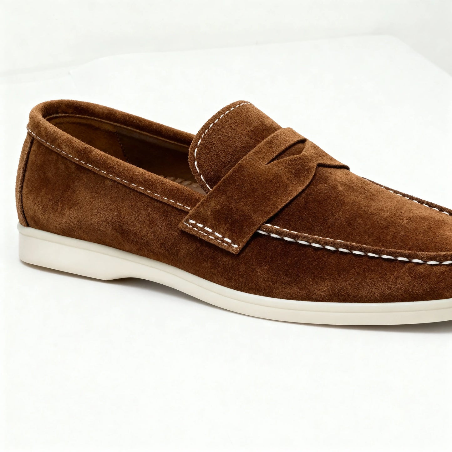 Elina : Mocassin en daim pour femme -Marron